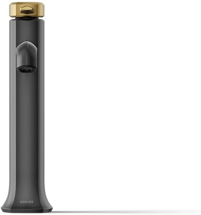 KOHLER 27003-4K-BMB Occasion Tall Single-Handle Bathroom Faucet with Pop-Up Drain Assembly, One Hole Bathroom Sink Faucet, 1.0 gpm, Matte Black with Moderne Brass