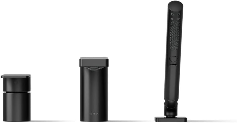 Kohler 23488-4-BL Parallel Single-Handle Deck-Mount Bath Faucet with handshower, Matte Black