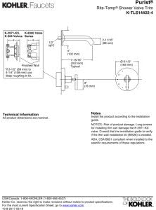 Kohler TLS14422-4-CP Purist Rite-Temp Shower Valve Trim with Cross Handle, Less Showerhead, Polished Chrome