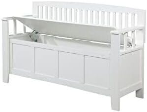 HomeStock Storage Bench with Flip Top - Large Capacity Seating for Entryway, Bedroom & Living Room White