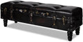 vidaXL Storage Bench, Storage Trunk, Entryway Bench with Storage, Hallway Bench for Hallway, Retro, Dark Brown Solid Wood Pine Faux Leather