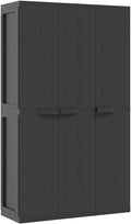 vidaXL Outdoor Storage Cabinet - Weather-Resistant Polypropylene/PP, Adjustable Shelves, Lockable, Compact Design for Garden/Balcony/Patio, Black, 38.2' x 14.6' x 65'