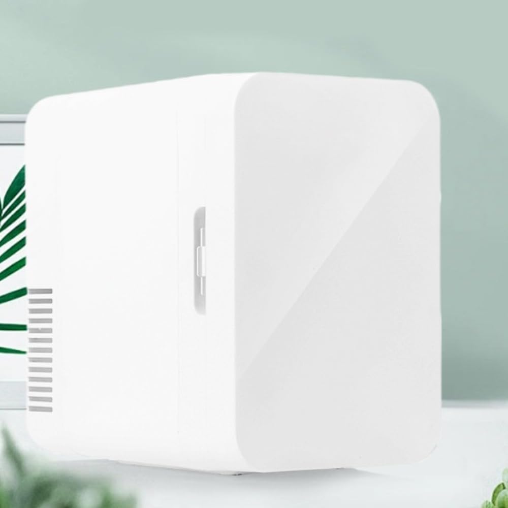 White Mini Fridge for Car/Home, Portable Cooler, Freezer Compressor Cooler with 8-Liter Capacity, Silent System