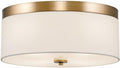 Kira Home Walker 15' Modern Drum Gold Flush Mount Ceiling Light, White Fabric Shade with Frosted Glass Diffuser, 3-Light Close to Ceiling Fixture, Cool Brass Finish