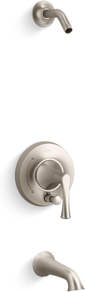 Kohler TLS35944-4-BN Buckley™ Rite-Temp® bath and shower trim kit with push-button diverter, without showerhead, Vibrant Brushed Nickel