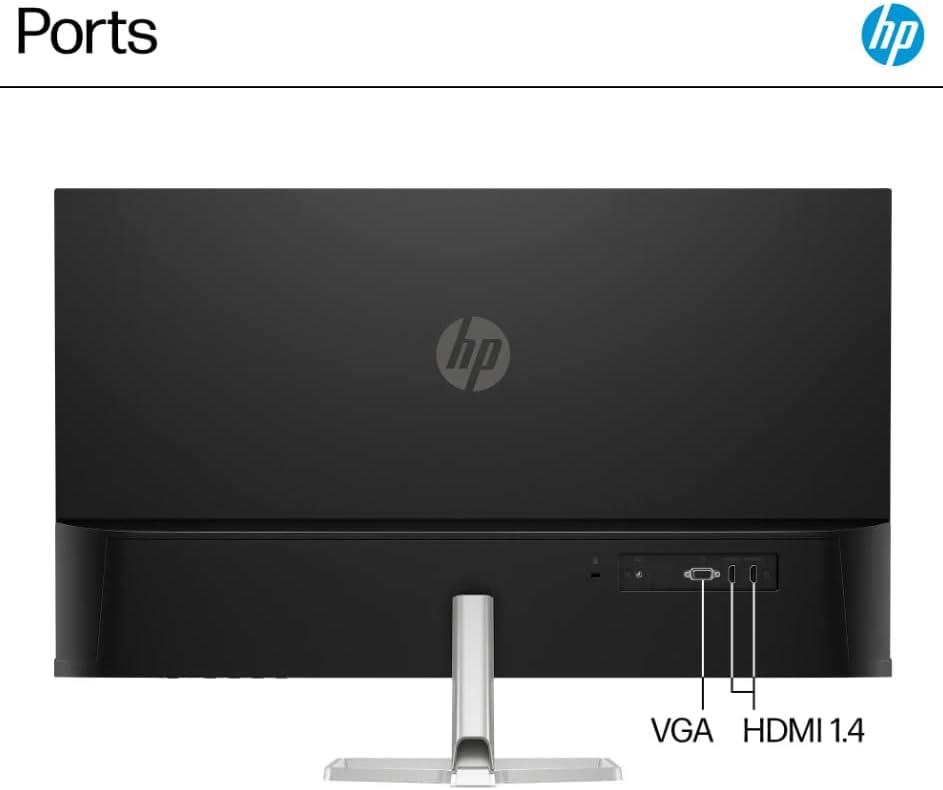 HP 32' FHD(1920X1080) VA Panel Monitor, Anti-Glare Display, 100Hz Refresh Rate, 7 MS Response Time, 2 x HDMI 1.4, 1 x VGA, 16:9 Aspect Ratio, Silver, with 5ave HDMI Cable