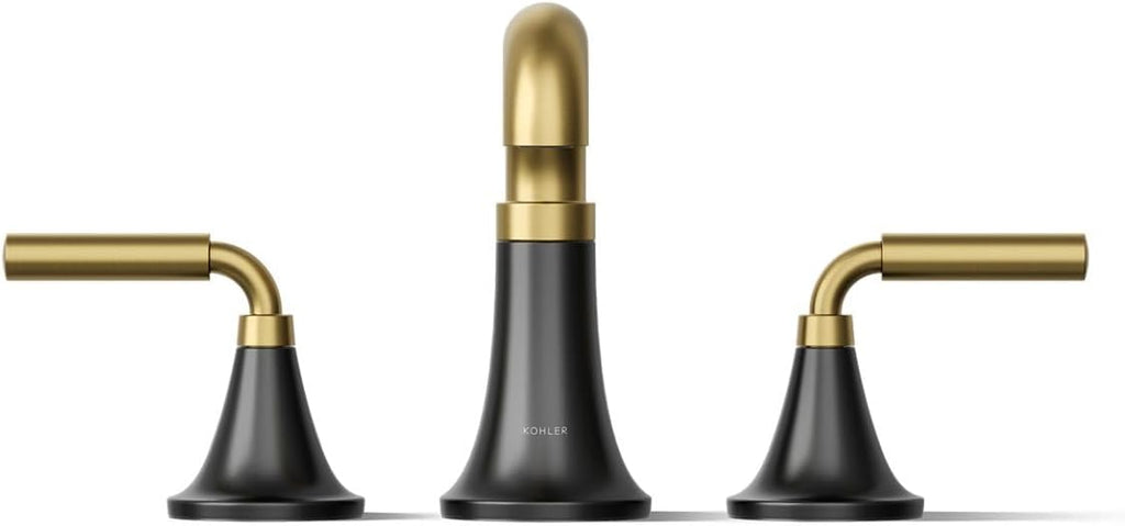 Kohler T27417-4-BMB Tone™ Deck-Mount Bath Faucet Trim, Matte Black with Brushed Moderne Brass