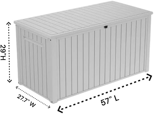 Outdoor/Indoor Storage Deck Box, 170 Gallon Capacity, Weather-Resistant Resin, White