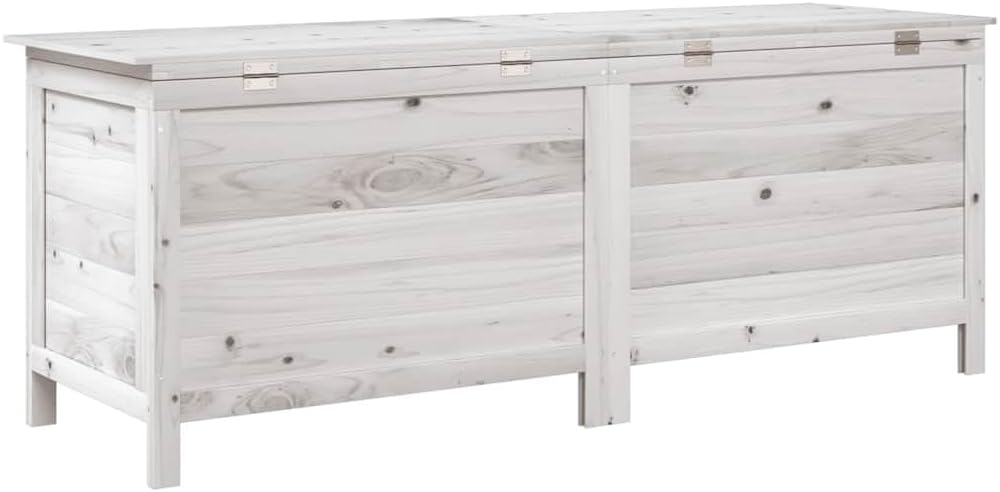 vidaXL Garden Storage Box White Solid Fir Wood 59.1 x 19.7 x 22.2 in
