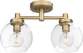 Pathson Glass Ceiling Light Fixtures, 2 Lights Globe Round Ceiling Lighting Lamp, Semi-Flush Mounted Ceiling Lights for Living Room Bathroom Hallway Loft Kitchen