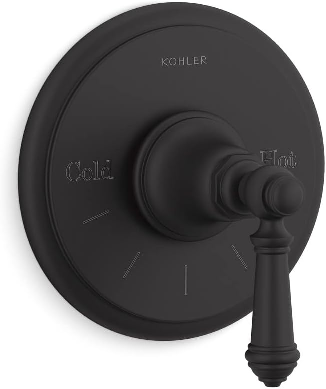 KOHLER T72769-4-BL Artifacts Mastershower Temperature Control Valve Trim With Lever Handle, LVR, MATTE BLACK