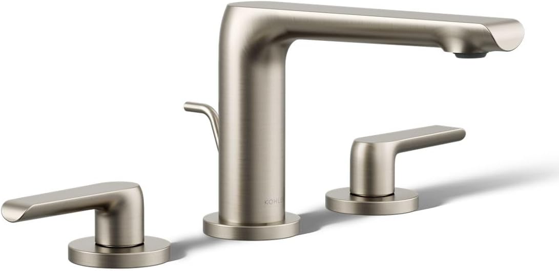 KOHLER K-97352-4N-BN Avid™ Widespread Bathroom Sink Faucet, 0.5 GPM, Minimalist Design, Premium Durable Metal, Corrosion Resistant, Vibrant Brushed Nickel