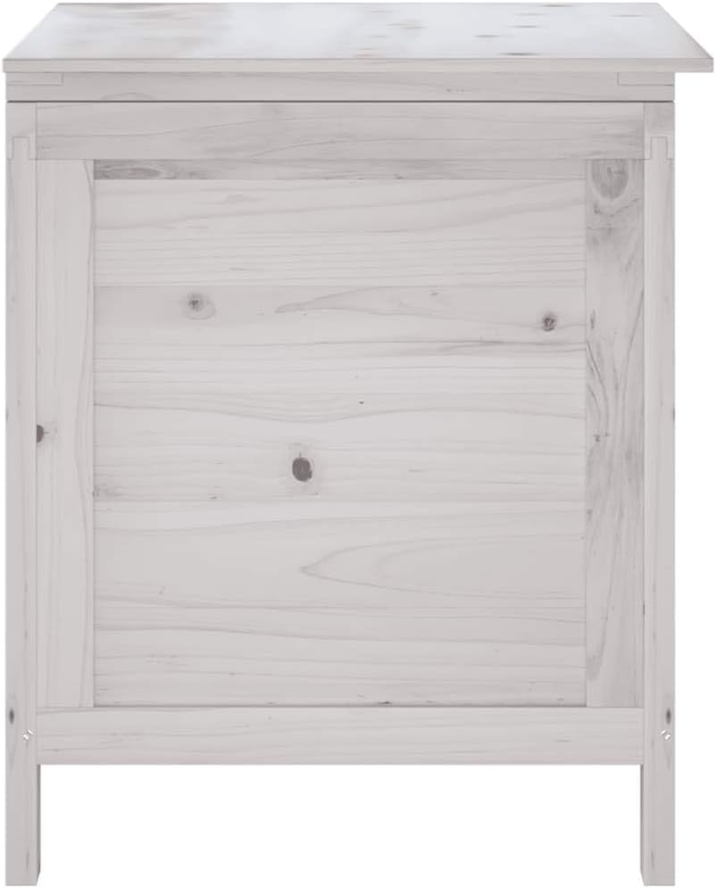 vidaXL Solid Wood Fir Garden Storage Box - White Outdoor Cushion Holder with Ample Space and Ventilated Bottom for Deck, Patio, Garden, ys/m, 364749