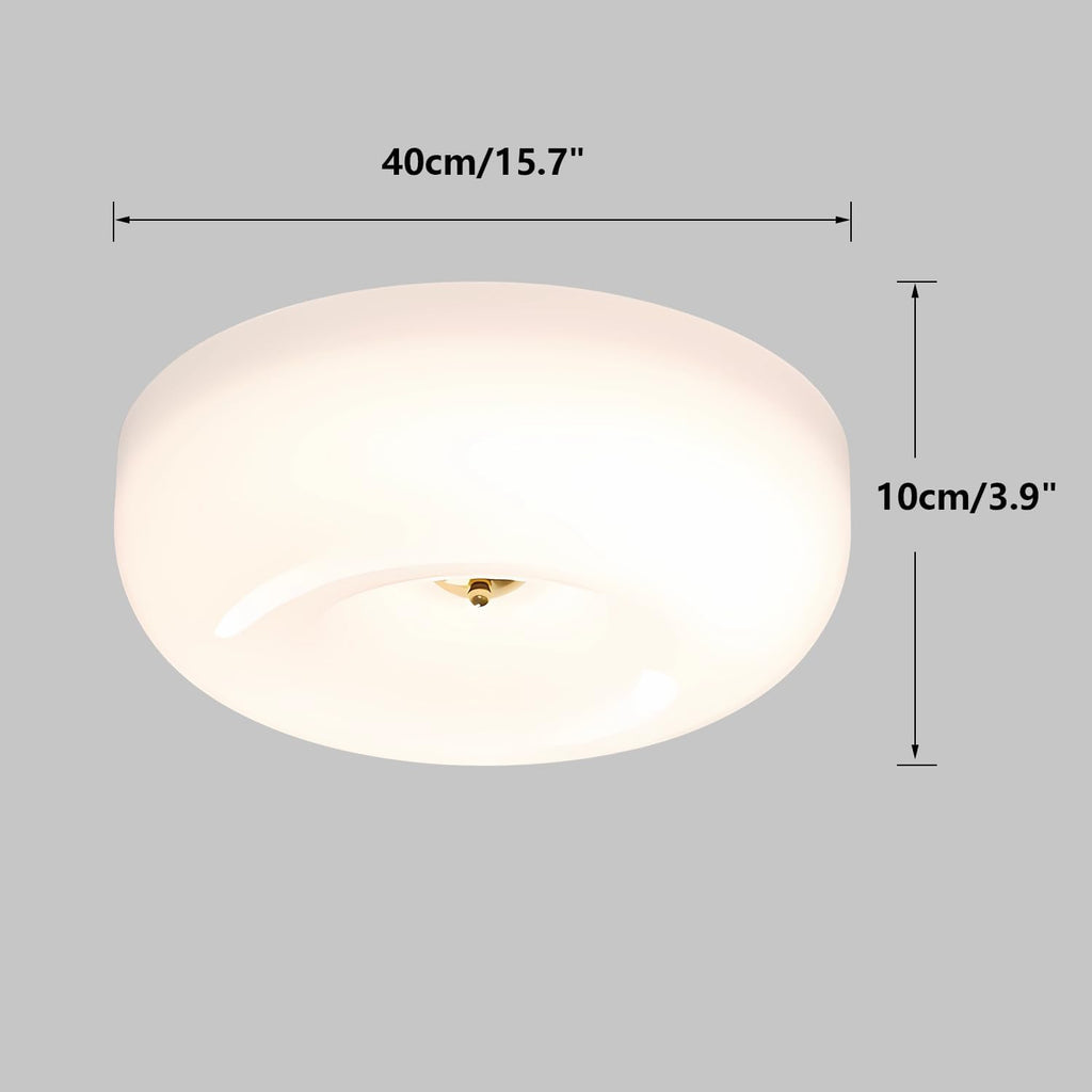 16' Large Milk Glass Flush Mount Ceiling Light Vintage Semi Flush Light Fixture Mid Century Modern Kitchen Ceiling Light White LED Ceiling Lights Schoolhouse Light Fixture