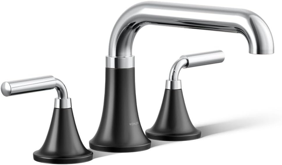 Kohler T27417-4-CBL Tone™ Deck-Mount Bath Faucet Trim, Polished Chrome with Matte Black