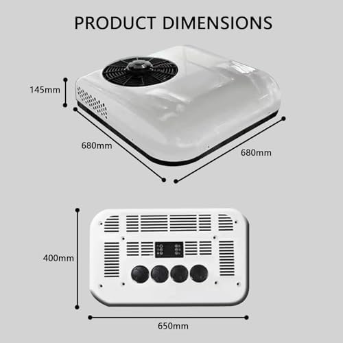 12V/24V Electric Car RV Air Conditioner, 2200W Portable Cooling System for Minivans, SUVs, Trucks & Construction Vehicles, Ideal Parking AC for Campers