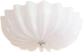 Large White Scalloped Semi Flush Mount Ceiling Light Vintage Milk Glass Flush Mount Ceiling Light Mid Century Modern Ceiling Lights for Entryway Hallway Bedroom