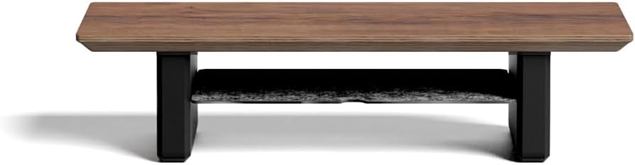 Raico Desk Shelf Mini Monitor Stand, Compact Walnut Wood Organiser, Small Desk Setup, Ergonomic Home Office Accessory (Walnut | 18.8 Inches)