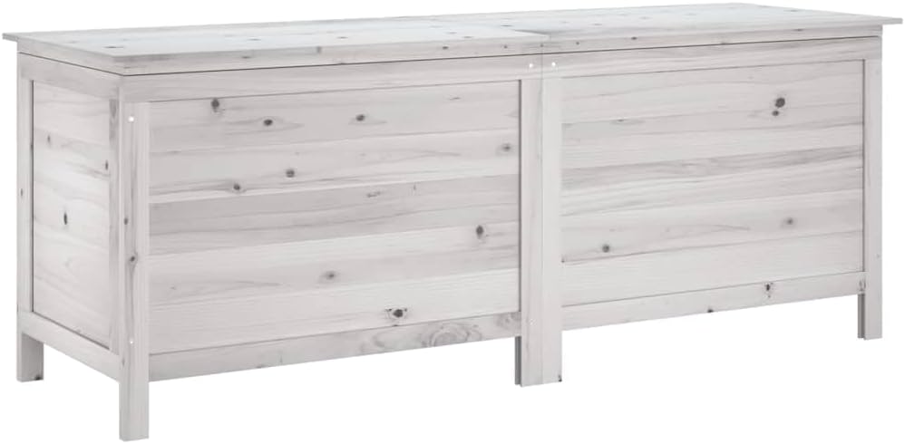 vidaXL Garden Storage Box White Solid Fir Wood 59.1 x 19.7 x 22.2 in