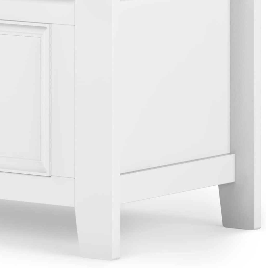 SIMPLIHOME Amherst Entryway Storage Bench - 36 inch Wide Solid Wood Hallway Bench in White, Transitional Bench for Entry or Mudroom with Lift-Up Lid, Storage Compartments and X-Back Detail