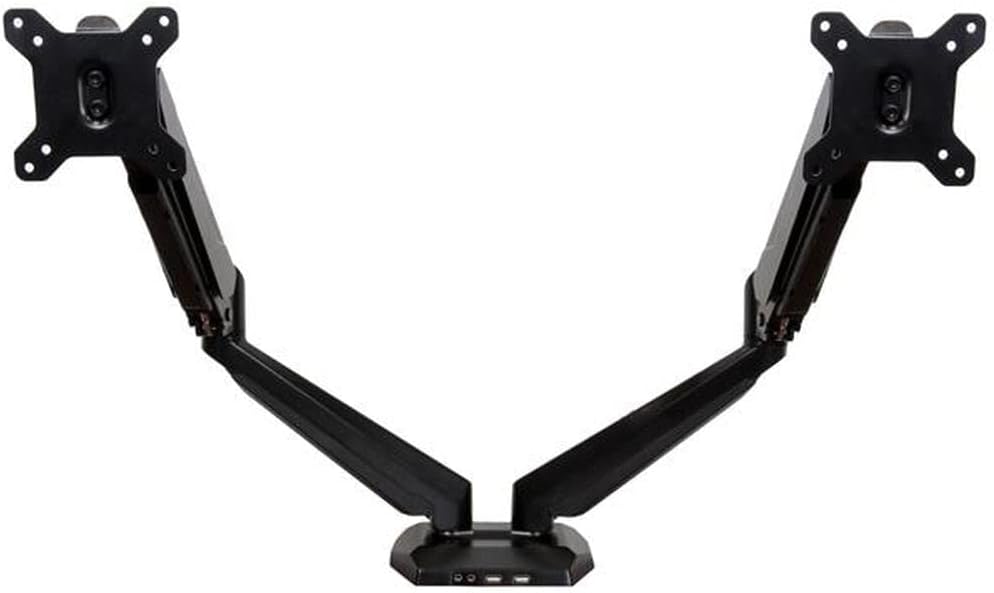 StarTech.com Desk Mount Dual Monitor Arm with USB/Audio, Desk Clamp Ergonomic VESA Mount for up to 32' (17.6lb/8kg) Displays