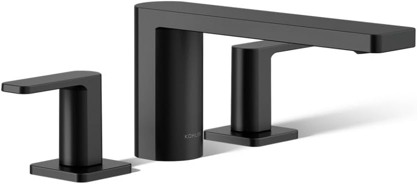 Kohler 27121-4-BL Parallel® Two-Handle Deck-Mount Bath Faucet, Matte Black