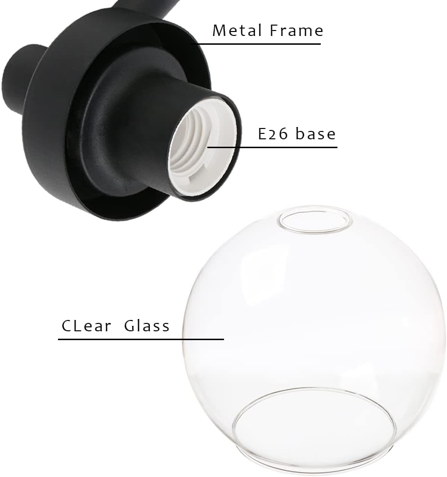 Pathson Glass Ceiling Light Fixtures, 2 Lights Globe Round Ceiling Lighting Lamp, Semi-Flush Mounted Ceiling Lights for Living Room Bathroom Hallway Loft Kitchen