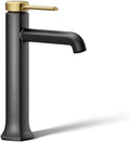 KOHLER 27003-4K-BMB Occasion Tall Single-Handle Bathroom Faucet with Pop-Up Drain Assembly, One Hole Bathroom Sink Faucet, 1.0 gpm, Matte Black with Moderne Brass