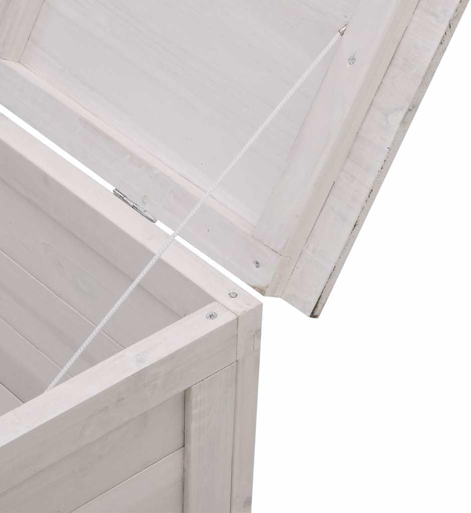 vidaXL Solid Wood Fir Garden Storage Box - White Outdoor Cushion Holder with Ample Space and Ventilated Bottom for Deck, Patio, Garden, ys/m, 364749
