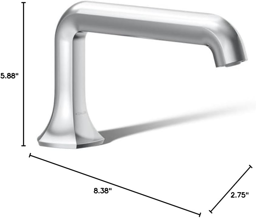 Kohler 27017-CP Occasion™ Deck-Mount Bath spout with Straight Design, Polished Chrome