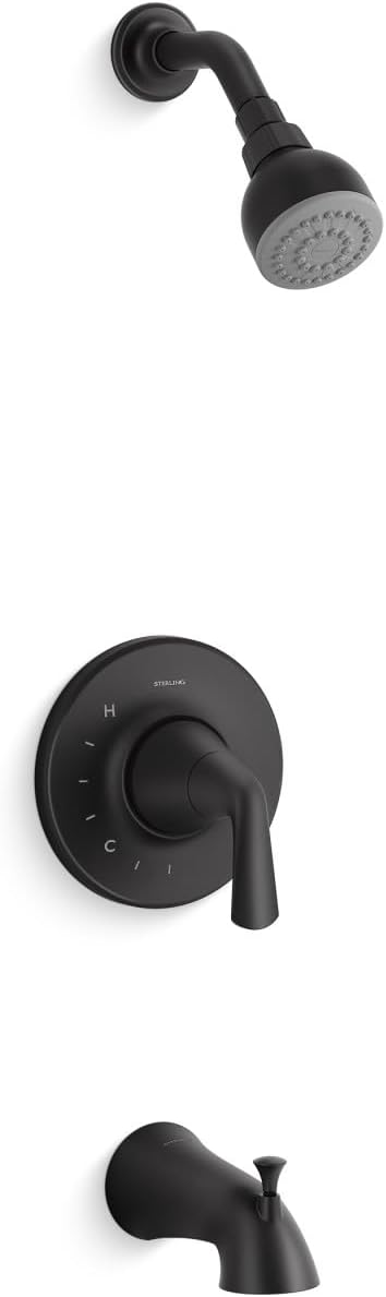 Sterling TS27377-4G-BL Medley Rite-Temp Bath and Shower Faucet Trim Set, 1.75 GPM, Easy to Clean, Premium Durable Construction, Corrosion Resistant, Matte Black
