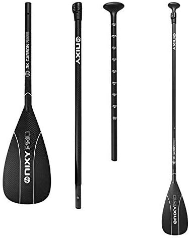 NIXY Full Carbon Fiber SUP Paddle – Adjustable 3 Piece Pro Paddle with ABS Blade Edge for Stand Up Paddle Board – Durable, Lightweight Floating Paddle