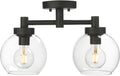 Pathson Glass Ceiling Light Fixtures, 2 Lights Globe Round Ceiling Lighting Lamp, Semi-Flush Mounted Ceiling Lights for Living Room Bathroom Hallway Loft Kitchen