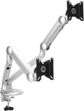 SIIG MTPRO Dual Monitor Desk Mount, Gas Spring Monitor Arm up to 32 inch Display, Max 19.8 lbs per arm, VESA 75 &100mm, Silver, TAA Compliant
