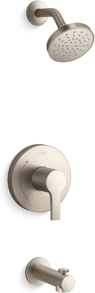 KOHLER TS35322-4Y-BN, Elate Rite-Temp Tub and Shower Trim with Single Function 2.5 GPM Showerhead, Vibrant Brushed Nickel, Relaxing Tub and Shower, Corrosion-Resistant