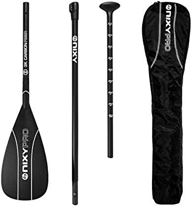 NIXY Full Carbon Fiber SUP Paddle – Adjustable 3 Piece Pro Paddle with ABS Blade Edge for Stand Up Paddle Board – Durable, Lightweight Floating Paddle