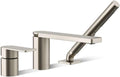 Kohler 23488-4-BN Parallel Single-Handle Deck-Mount Bath Faucet with handshower, Vibrant Brushed Nickel