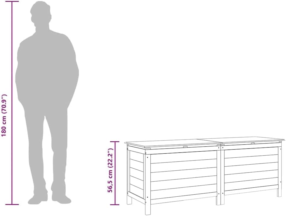 vidaXL Garden Storage Box White Solid Fir Wood 59.1 x 19.7 x 22.2 in