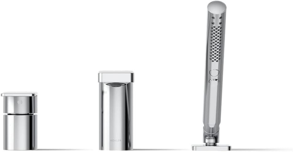 Kohler 23488-4-CP Parallel Single-Handle Deck-Mount Bath Faucet with handshower, Polished Chrome
