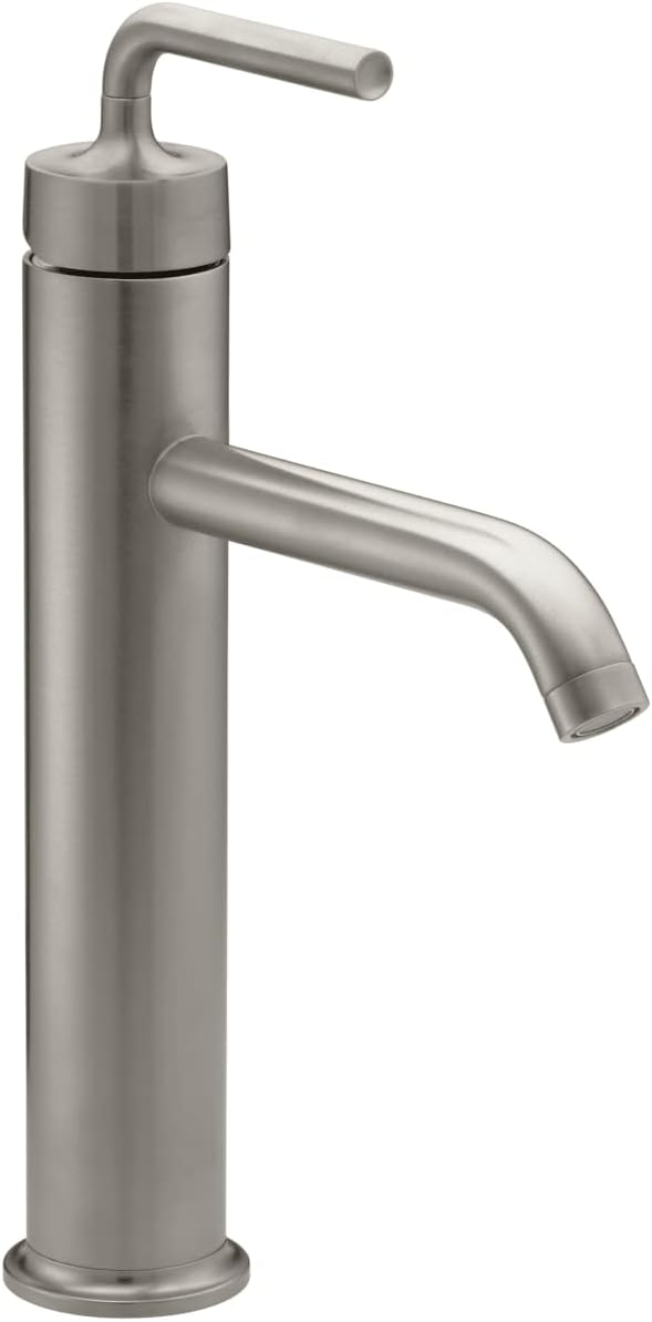 KOHLER K-14404-4A-BN Purist® Tall Single-Handle Bathroom Sink Faucet, Straight Lever Handle, 1.2 GPM, Vibrant Brushed Nickel