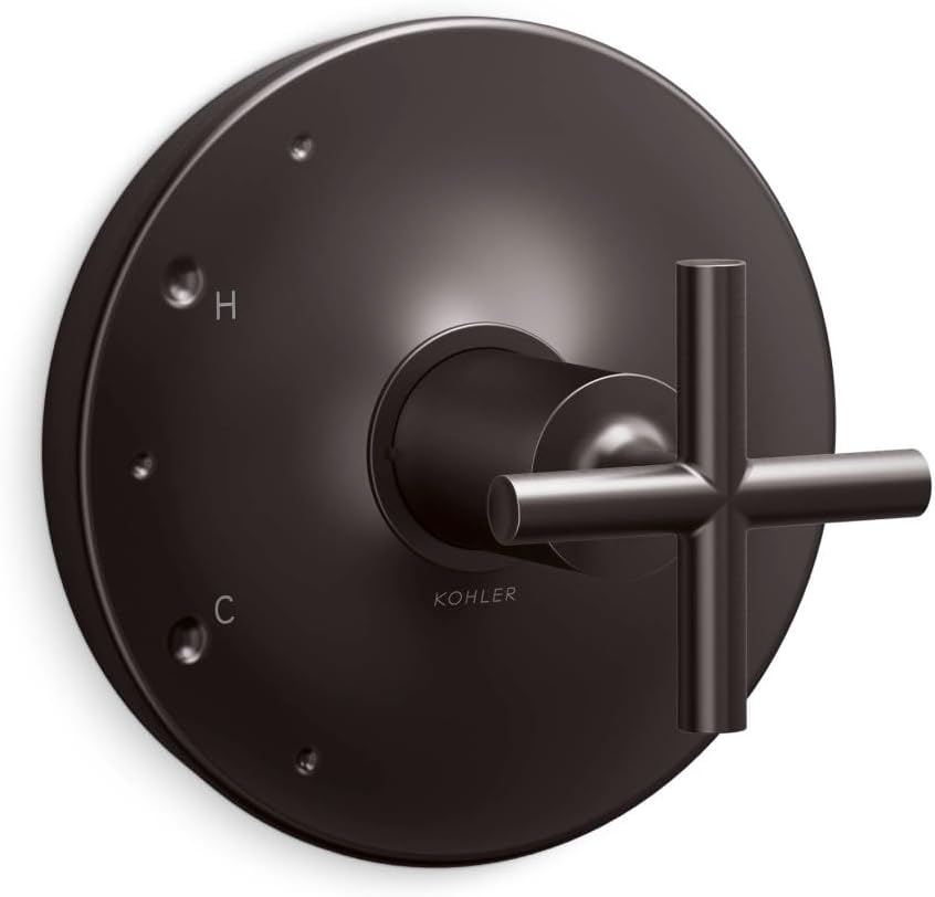 KOHLER TS14423-3-BGP Purist® Rite-Temp(R) valve trim with cross handle, Brushed Graphite