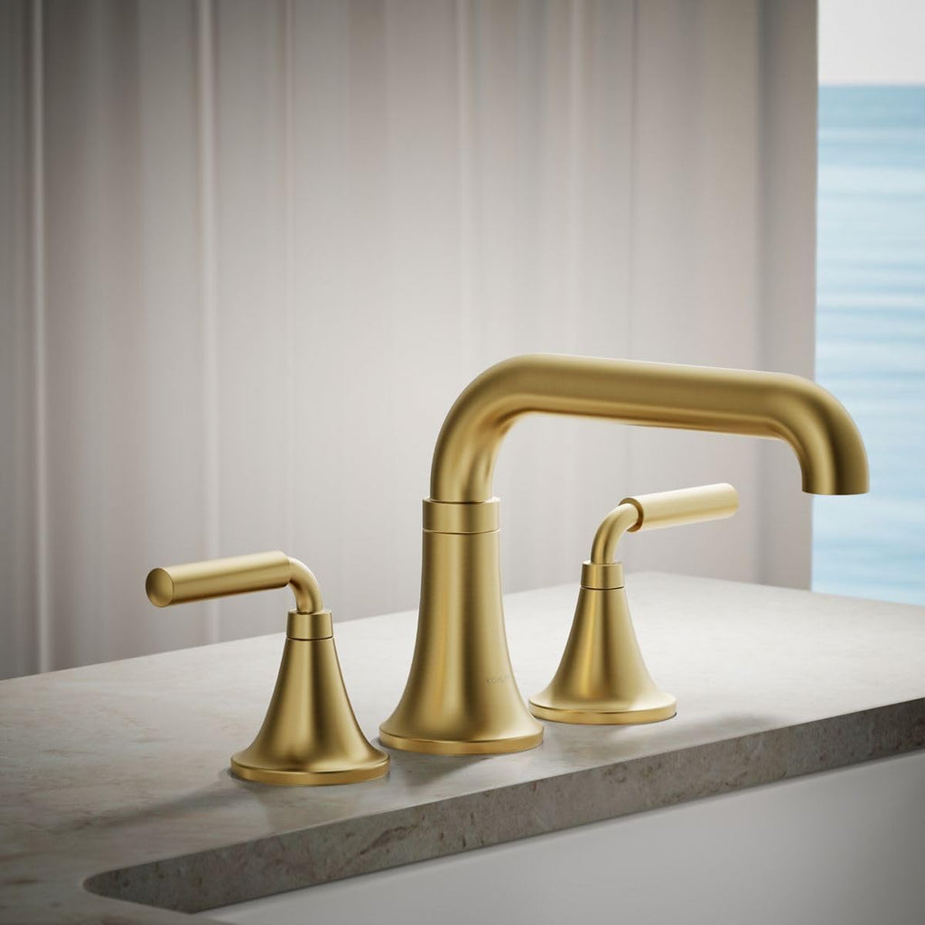 Kohler T27417-4-2MB Tone™ Deck-Mount Bath Faucet Trim, Vibrant Brushed Moderne Brass