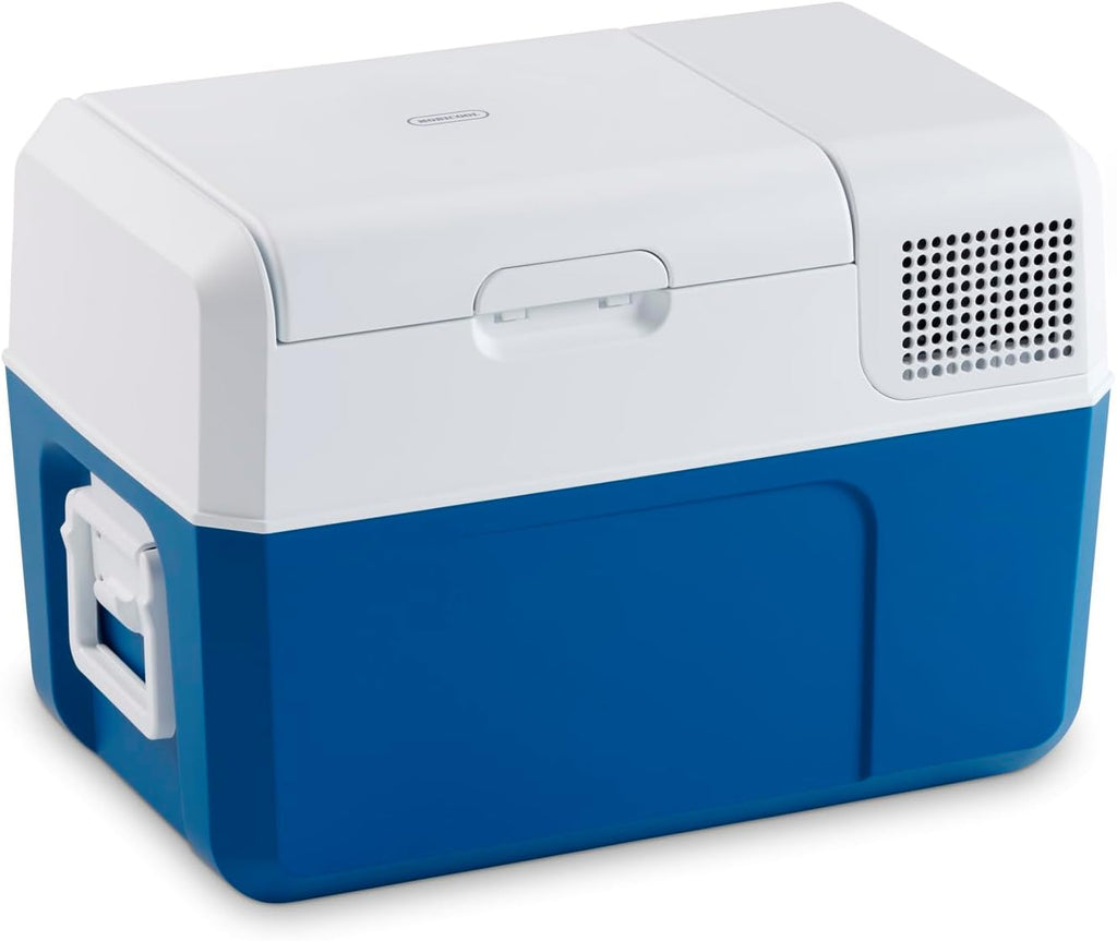 Mobicool MCF40-38 l Compressor Cooler, Blue/Grey, Cool Box 12/24 V DC / 100-240 V AC, Mini Fridge for Car, Truck, Boat, Motorhome and Power Socket