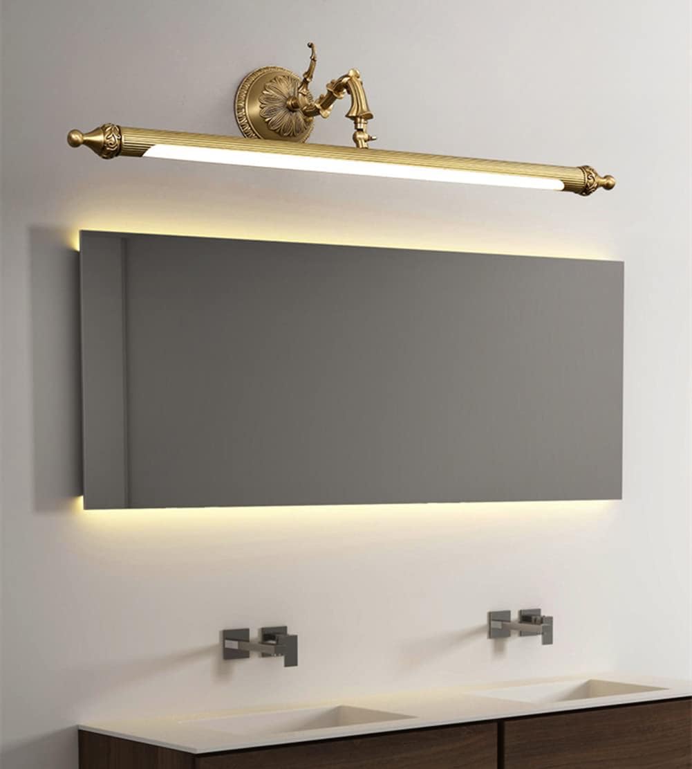Antique Brass Bathroom Vanity Light Traditional Vanity Lighting LED Bathroom Wall Light Long Strip Vintage Sconce Light Bookshelf Library Lights in Gold - 28' Third Gear Dimming