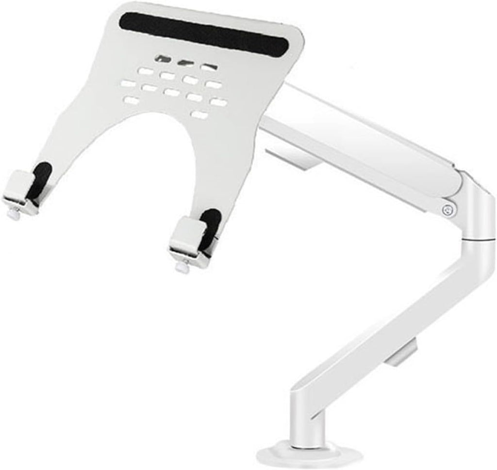 Adjustable Gas Spring Monitor Arm Mount for Desk Holds 4.4 19.8lbs 2 in 1 Single Monitor Desk Mount with Tray for 17' 30' Screens or 10' 16' Laptops