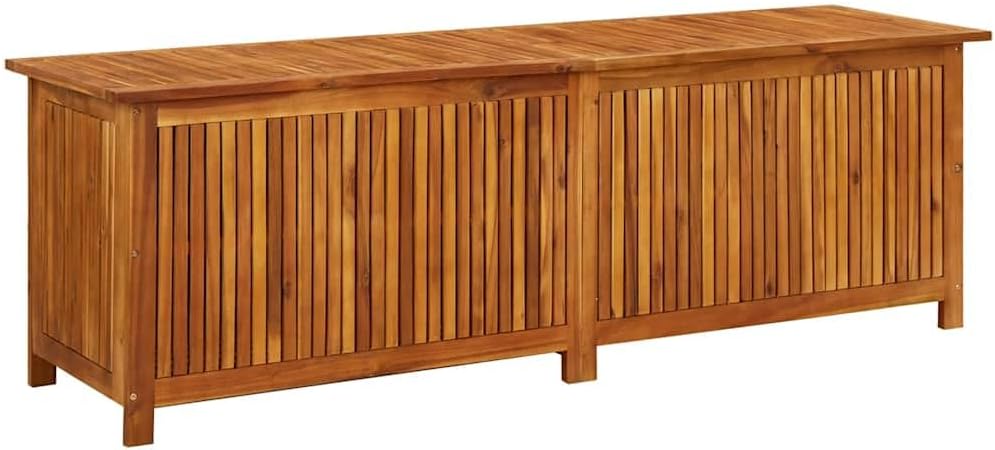 vidaXL - Farmhouse-style Patio Storage Box, Solid Acacia Wood, Water-Resistant Interior Bag with Zipper, Brown, 68.9'x19.7'x22.8'