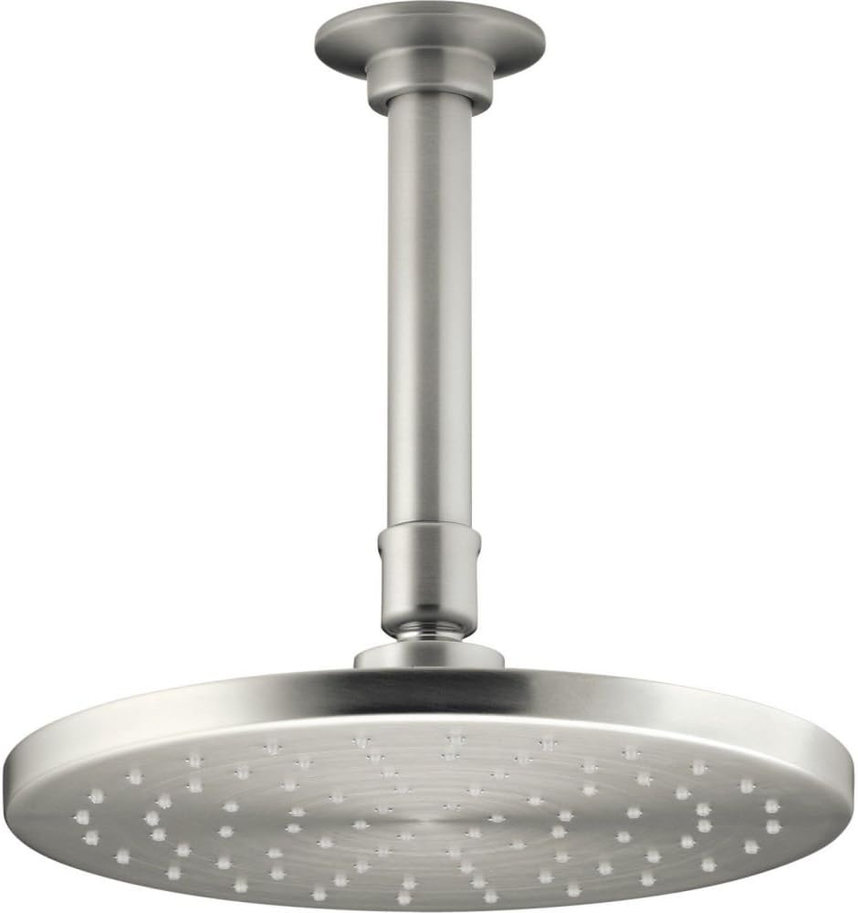 KOHLER 45201-BN Contemporary Round 2.0 GPM Rainhead with Katalyst Air-Induction Spray, 8-Inch, Vibrant Brushed Nickel
