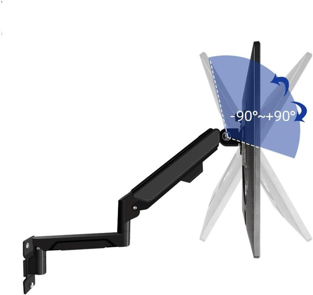 Monitor Arm Wall Mount Monitor Arm with Laptop Tray, Aluminum Gas Spring Full Motion Laptop Mount Arm Fits Max 32 inch, 19.8 lbs Screens/ 10-17' Laptop Monitor Mount(Black)