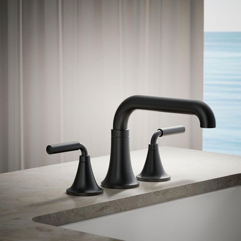Kohler T27417-4-BL Tone™ Deck-Mount Bath Faucet Trim, Matte Black