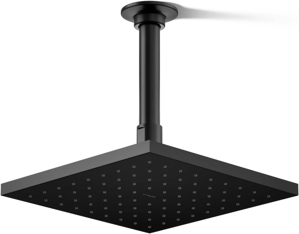 Kohler 13695-BL Contemporary Square 8' single-function rainhead, 2.5 gpm, Matte Black
